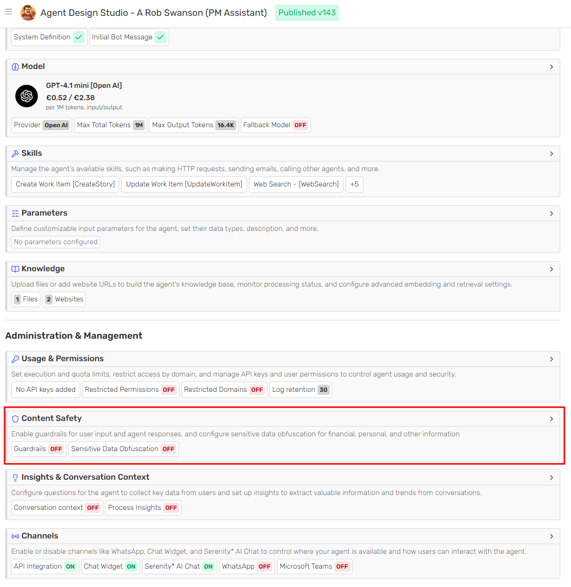 Content safety Tab