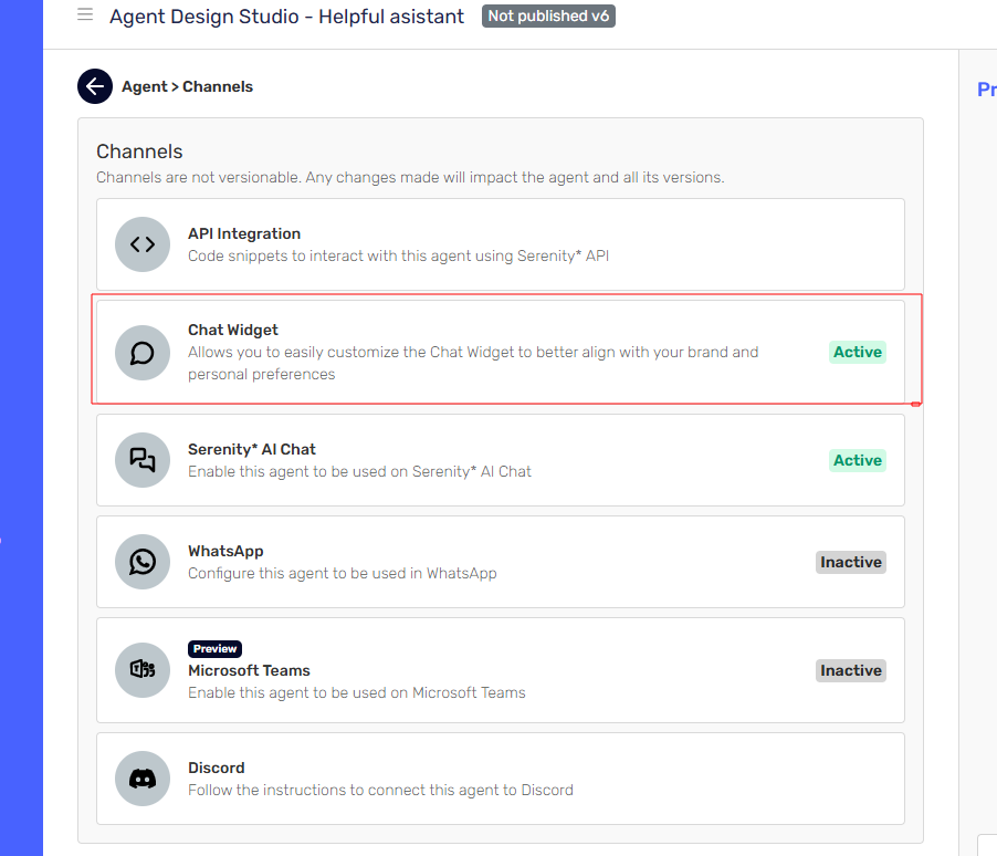 Chat Widget channel