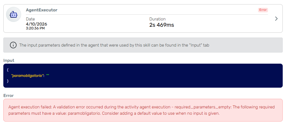 Detailed error logs for skill and workflow failures