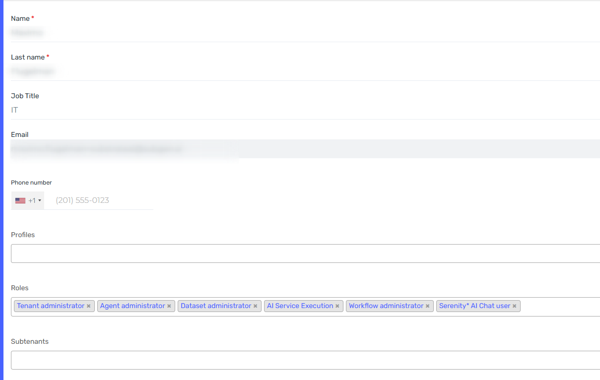 User edit form